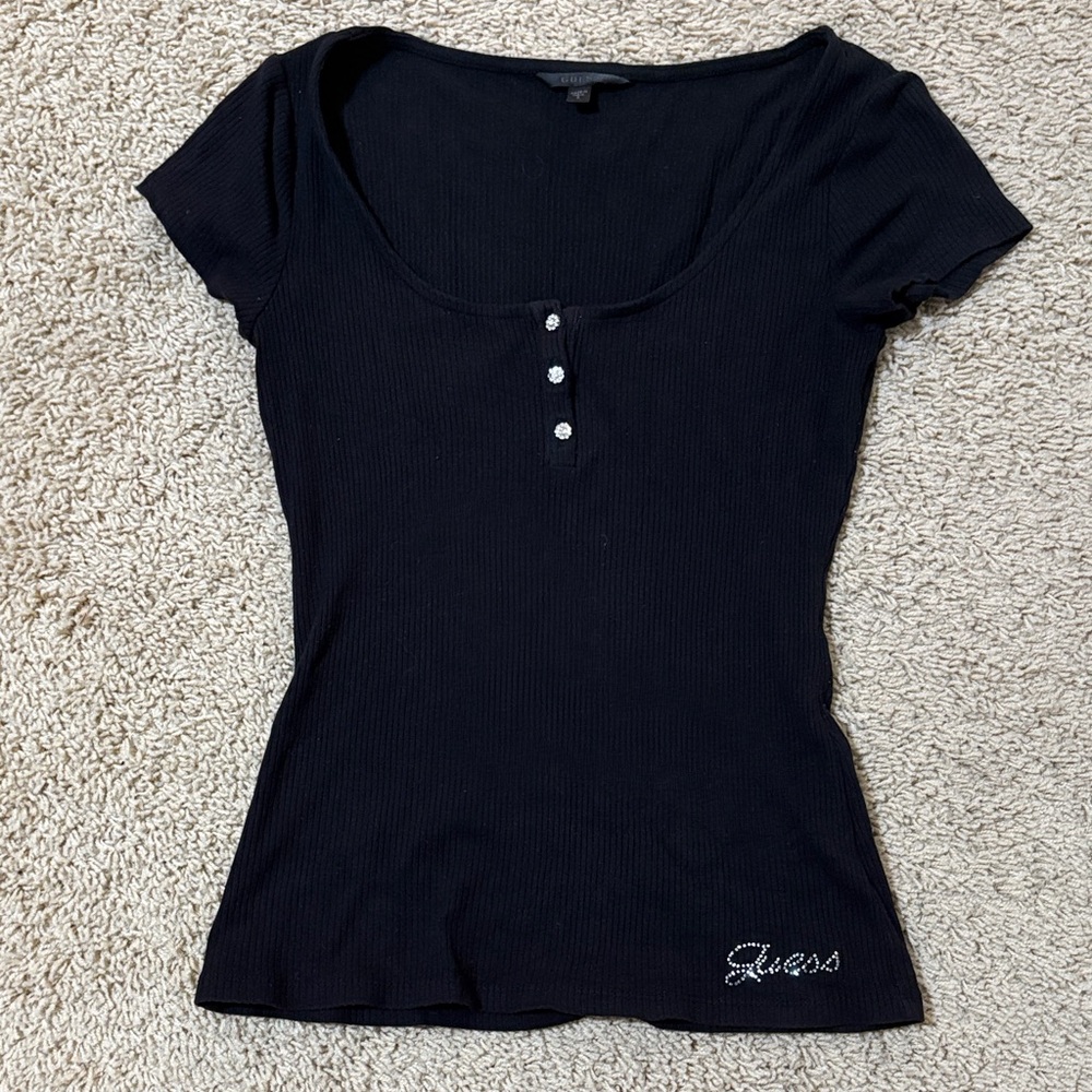 Guess Women's Black Short Sleeve Top